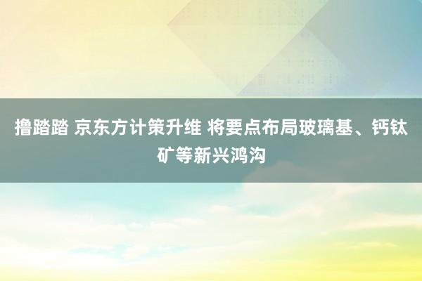 撸踏踏 京东方计策升维 将要点布局玻璃基、钙钛矿等新兴鸿沟