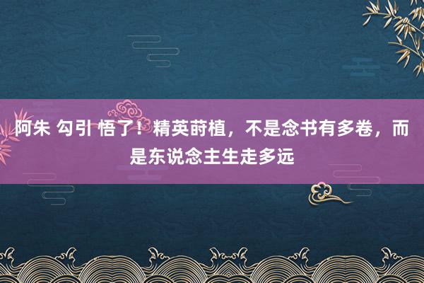 阿朱 勾引 悟了！精英莳植，不是念书有多卷，而是东说念主生走多远