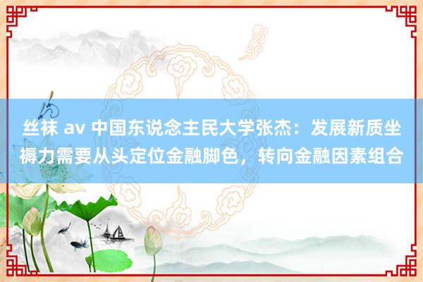 丝袜 av 中国东说念主民大学张杰：发展新质坐褥力需要从头定位金融脚色，转向金融因素组合