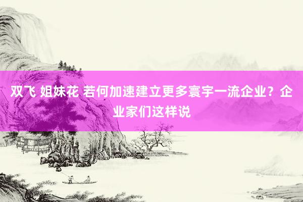 双飞 姐妹花 若何加速建立更多寰宇一流企业？企业家们这样说