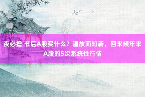 夜必撸 节后A股买什么？温故而知新，回来频年来A股的5次系统性行情