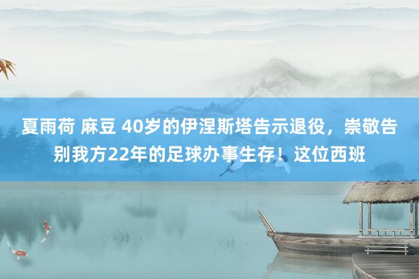 夏雨荷 麻豆 40岁的伊涅斯塔告示退役，崇敬告别我方22年的足球办事生存！这位西班