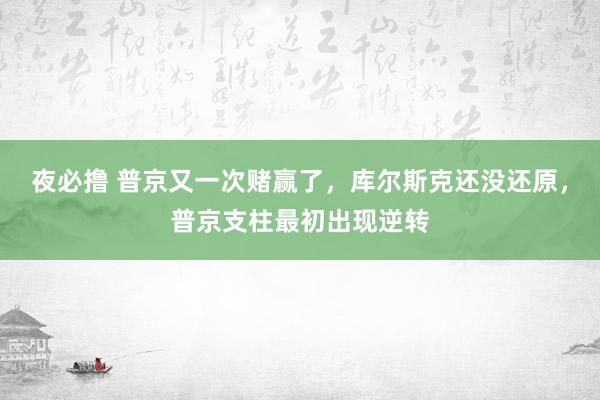 夜必撸 普京又一次赌赢了，库尔斯克还没还原，普京支柱最初出现逆转