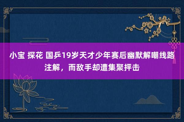 小宝 探花 国乒19岁天才少年赛后幽默解嘲线路注解，而敌手却遭集聚抨击