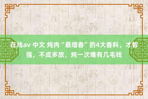 在线av 中文 炖肉“最增香”的4大香料，才智强，不成多放，炖一次唯有几毛钱