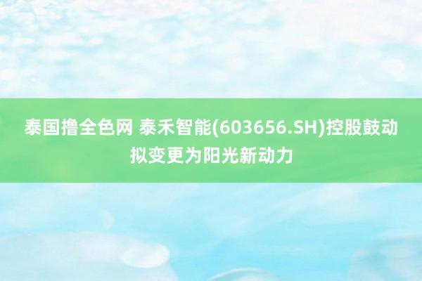 泰国撸全色网 泰禾智能(603656.SH)控股鼓动拟变更为阳光新动力