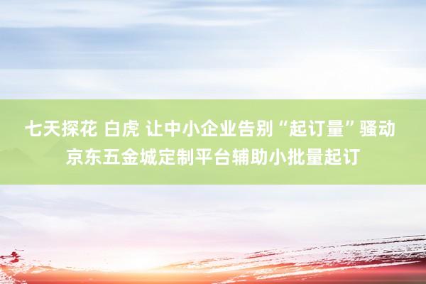 七天探花 白虎 让中小企业告别“起订量”骚动 京东五金城定制平台辅助小批量起订