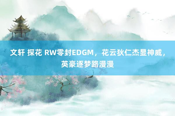 文轩 探花 RW零封EDGM，花云狄仁杰显神威，英豪逐梦路漫漫