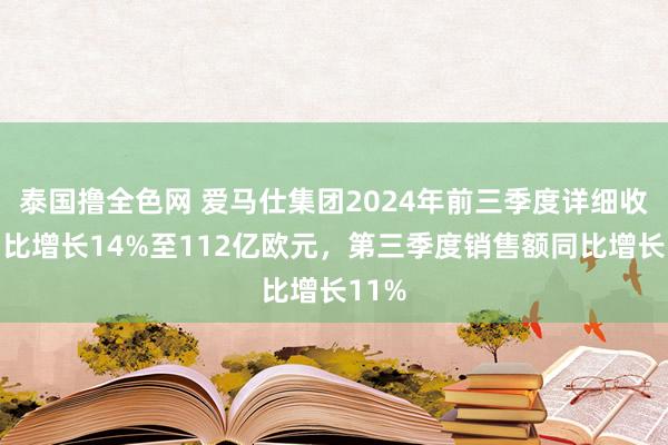 泰国撸全色网 爱马仕集团2024年前三季度详细收入同比增长14%至112亿欧元，第三季度销售额同比增长11%