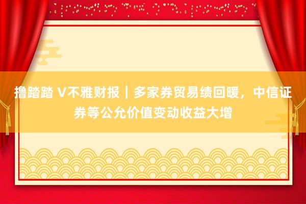 撸踏踏 V不雅财报｜多家券贸易绩回暖，中信证券等公允价值变动收益大增