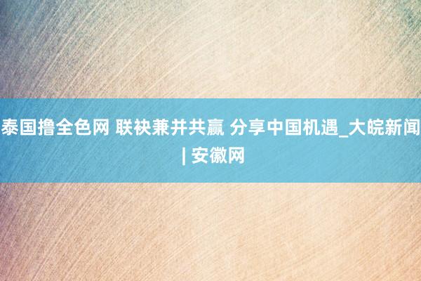 泰国撸全色网 联袂兼并共赢 分享中国机遇_大皖新闻 | 安徽网