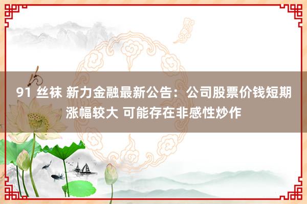 91 丝袜 新力金融最新公告：公司股票价钱短期涨幅较大 可能存在非感性炒作