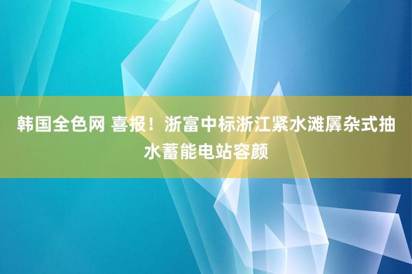 韩国全色网 喜报！浙富中标浙江紧水滩羼杂式抽水蓄能电站容颜