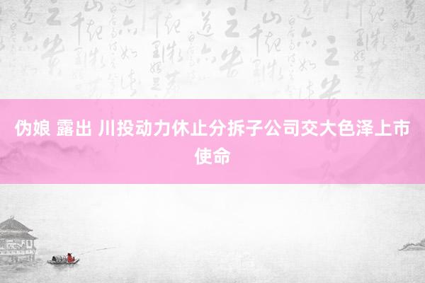 伪娘 露出 川投动力休止分拆子公司交大色泽上市使命