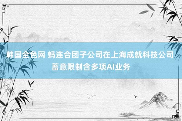 韩国全色网 蚂连合团子公司在上海成就科技公司 蓄意限制含多项AI业务