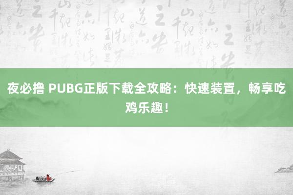 夜必撸 PUBG正版下载全攻略：快速装置，畅享吃鸡乐趣！