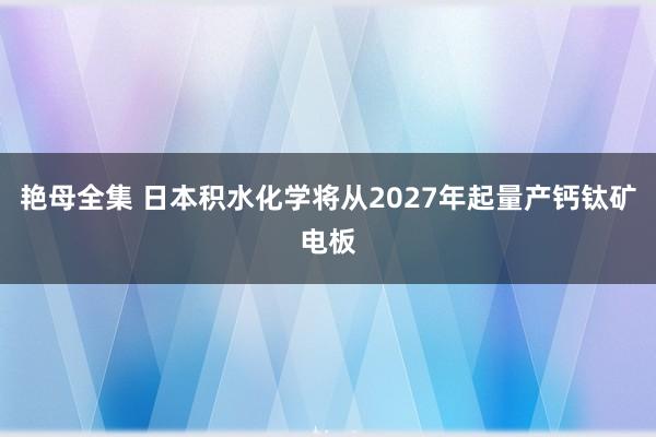 艳母全集 日本积水化学将从2027年起量产钙钛矿电板