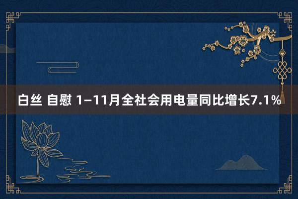 白丝 自慰 1—11月全社会用电量同比增长7.1%