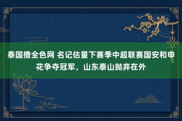 泰国撸全色网 名记估量下赛季中超联赛国安和申花争夺冠军，山东泰山抛弃在外