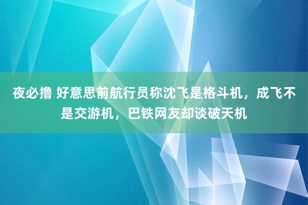 夜必撸 好意思前航行员称沈飞是格斗机，成飞不是交游机，巴铁网友却谈破天机