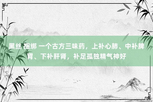 黑丝 捆绑 一个古方三味药，上补心肺、中补脾胃、下补肝肾，补足孤独精气神好