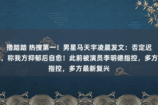 撸踏踏 热搜第一！男星马天宇凌晨发文：否定迟到耍大牌，称我方抑郁后自愈！此前被演员李明德指控，多方最新复兴