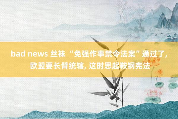 bad news 丝袜 “免强作事禁令法案”通过了， 欧盟要长臂统辖， 这时思起鞍钢宪法