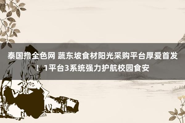 泰国撸全色网 蔬东坡食材阳光采购平台厚爱首发！1平台3系统强力护航校园食安