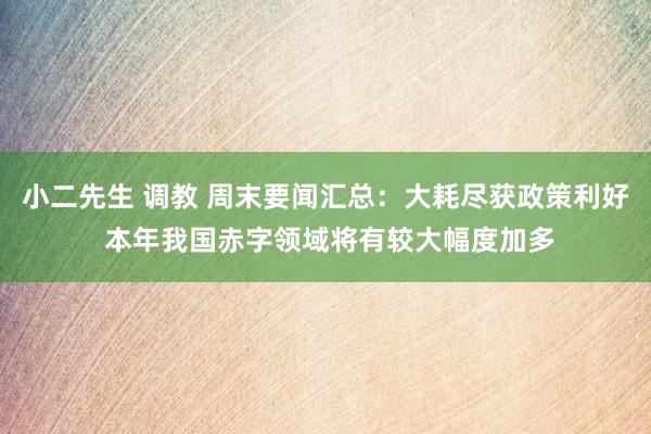 小二先生 调教 周末要闻汇总：大耗尽获政策利好 本年我国赤字领域将有较大幅度加多