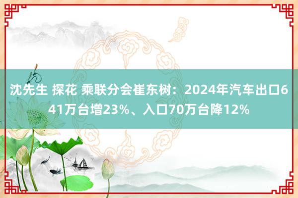 沈先生 探花 乘联分会崔东树：2024年汽车出口641万台增23%、入口70万台降12%